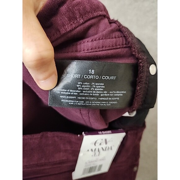 Gloria Vanderbilt Amanda Slim Corduroy Pants Women 18 Short Dark Red Slimmin NEW - Picture 10 of 11